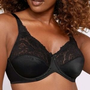 Lilyette M428 Black Lace Comfort Minimizer Unlined Underwire Bra, 38C